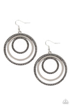 Load image into Gallery viewer, Paparazzi Rippling Refinement - Silver Hoops - Hematite Rhinestones - Earrings - $5 Jewelry With Ashley Swint