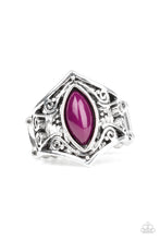 Load image into Gallery viewer, Paparazzi Roamin Rogue - Purple Bead - Marquise Shape - Silver Filigree - Ring - $5 Jewelry With Ashley Swint