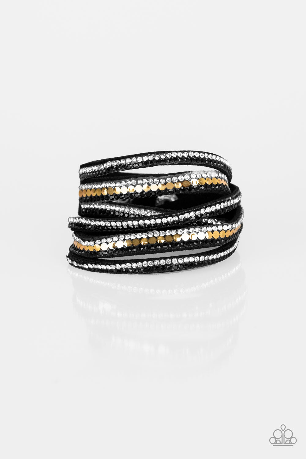 Paparazzi Rock Star Attitude Black Gold Double Wrap Bracelet 5 Jewelry with Ashley Swint