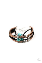 Load image into Gallery viewer, Paparazzi Rocky Mountain Rebel - Blue - Turquoise Stones - Adjustable Bracelet - $5 Jewelry with Ashley Swint