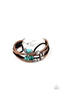 Paparazzi Rocky Mountain Rebel - Blue - Turquoise Stones - Adjustable Bracelet - $5 Jewelry with Ashley Swint