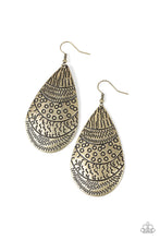 Load image into Gallery viewer, Paparazzi Safari Splash - Brass - Teardrop Stamped Patterns - Earrings - $5 Jewelry With Ashley Swint