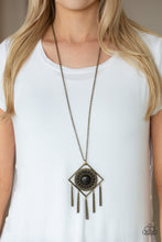 Load image into Gallery viewer, Paparazzi Sandstone Solstice - Brass - Black Stones - Necklace &amp; Earrings - $5 Jewelry with Ashley Swint