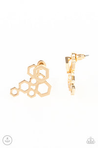 Paparazzi Six-Sided Shimmer - Golden - Double Sided Post Earrings - $5 Jewelry with Ashley Swint