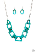 Load image into Gallery viewer, Paparazzi Sizzle Sizzle - Blue - Acrylic Links - Silver Chain Necklace &amp; Earrings - $5 Jewelry With Ashley Swint