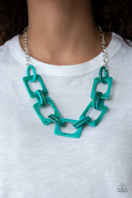 Paparazzi Sizzle Sizzle - Blue - Acrylic Links - Silver Chain Necklace & Earrings - $5 Jewelry With Ashley Swint