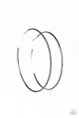 Paparazzi Sleek Fleek - Black - Large Hoop - Post Earrings - $5 Jewelry with Ashley Swint