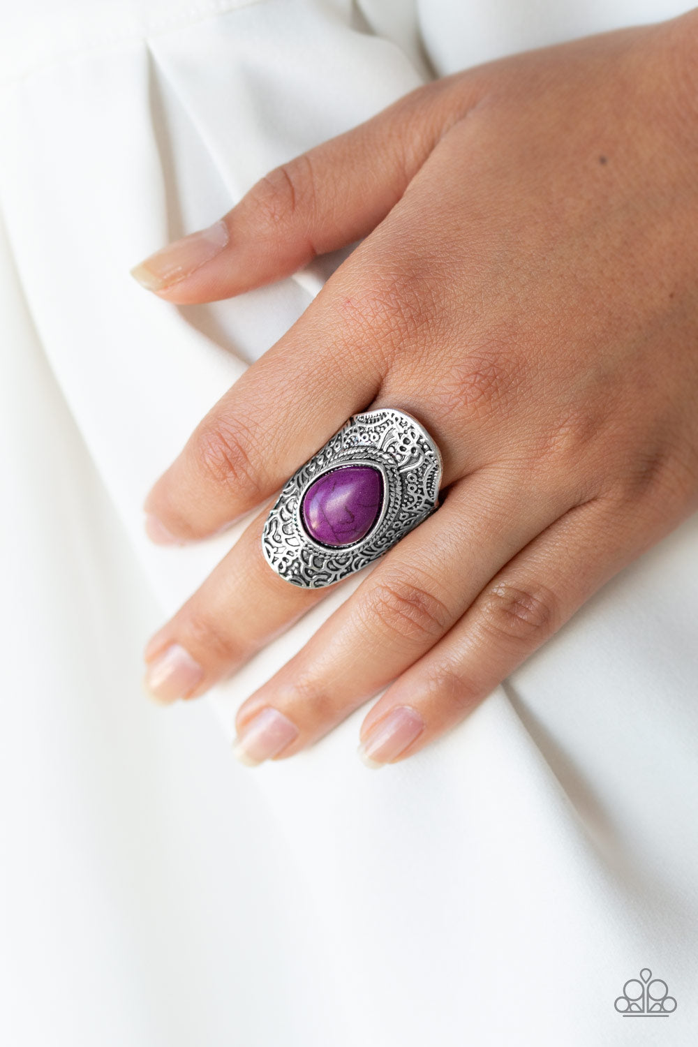 Paparazzi Southern Sage - Purple Stone - Silver Filigree Ring - $5 Jewelry with Ashley Swint