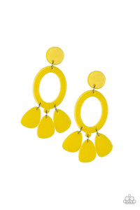 Paparazzi Sparkling Shores - Yellow Flecked Acrylic - Earrings - $5 Jewelry With Ashley Swint