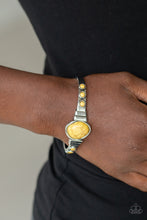 Load image into Gallery viewer, Paparazzi Spirit Guide - Yellow Stone - Silver Cuff Bracelet - $5 Jewelry with Ashley Swint