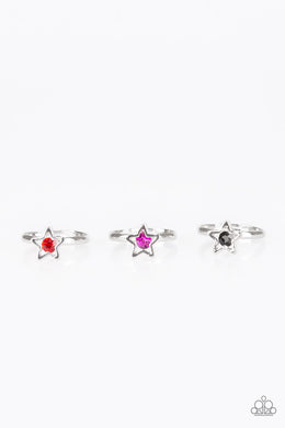 Paparazzi Starlet Shimmer Girls Rings - 10 - Silver Star - Red, Pink, Black and Purple Rhinestone - $5 Jewelry With Ashley Swint