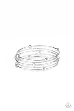 Load image into Gallery viewer, Paparazzi Stellar Orbit - Silver - Hammered Bangles - Set of 5 Bracelets - $5 Jewelry with Ashley Swint
