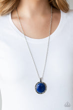 Load image into Gallery viewer, Paparazzi Stone Aura - Blue Stone - Leafy Filigree Pattern - Silver Chain Necklace and matching Earrings - $5 Jewelry With Ashley Swint
