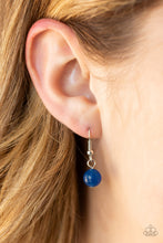 Load image into Gallery viewer, Paparazzi Stone Aura - Blue Stone - Leafy Filigree Pattern - Silver Chain Necklace and matching Earrings - $5 Jewelry With Ashley Swint
