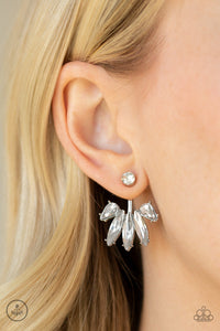 Paparazzi Stunningly Striking - White - Rhinestone - Double Sided - Post Earrings - $5 Jewelry with Ashley Swint
