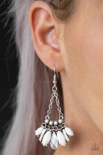 Load image into Gallery viewer, Paparazzi Terra Tribe - White - Silver Earrings - 2019 Summer Party Exclusive! - $5 Jewelry With Ashley Swint