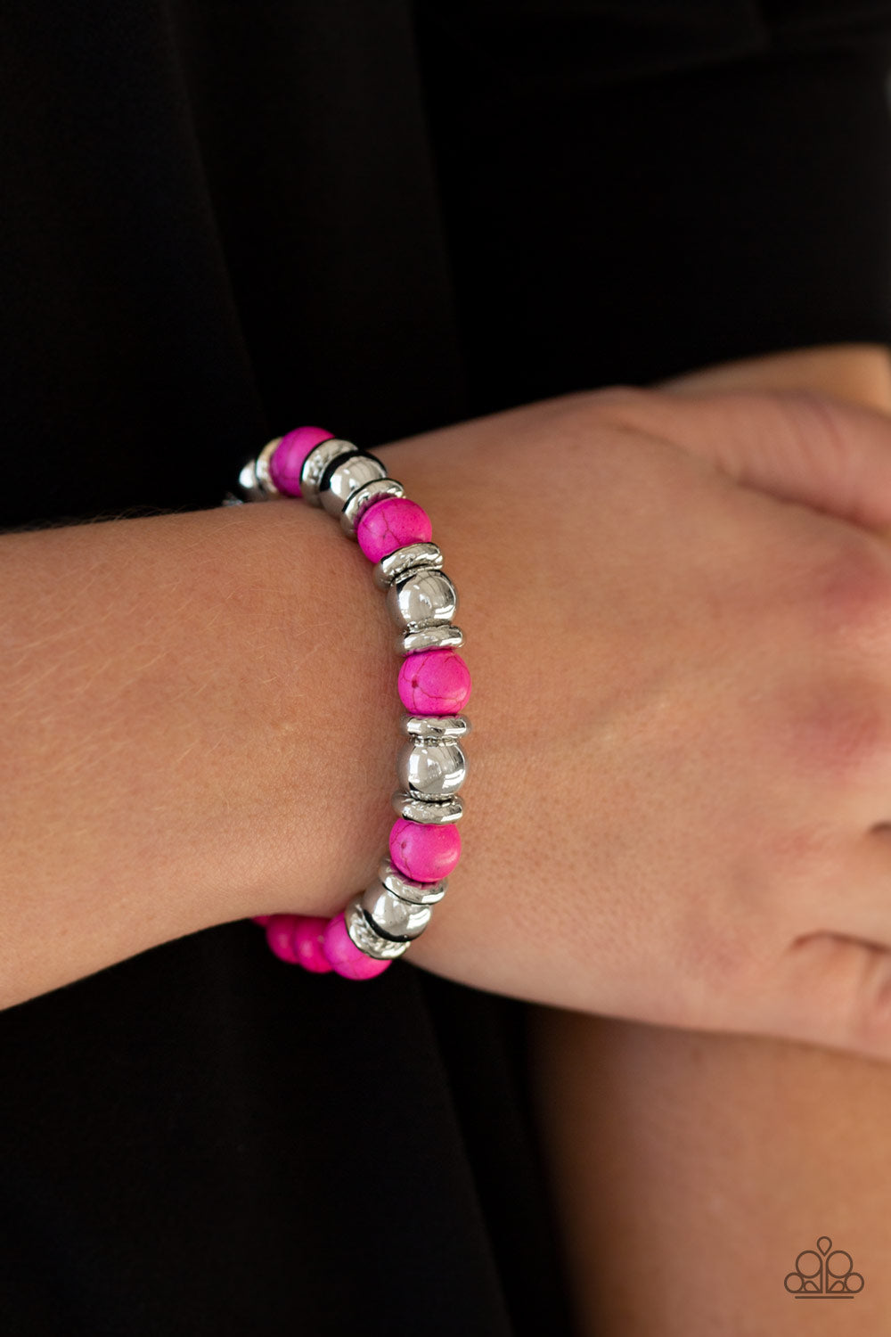Paparazzi Across the Mesa - Pink Stones - Stretchy Bracelet - $5 Jewelry with Ashley Swint