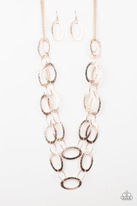 Paparazzi Glimmer Goals - Rose Gold - Necklace and Earrings - 2019 Summer Party Exclusive - $5 Jewelry With Ashley Swint