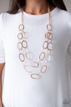 Load image into Gallery viewer, Paparazzi Glimmer Goals - Rose Gold - Necklace and Earrings - 2019 Summer Party Exclusive - $5 Jewelry With Ashley Swint