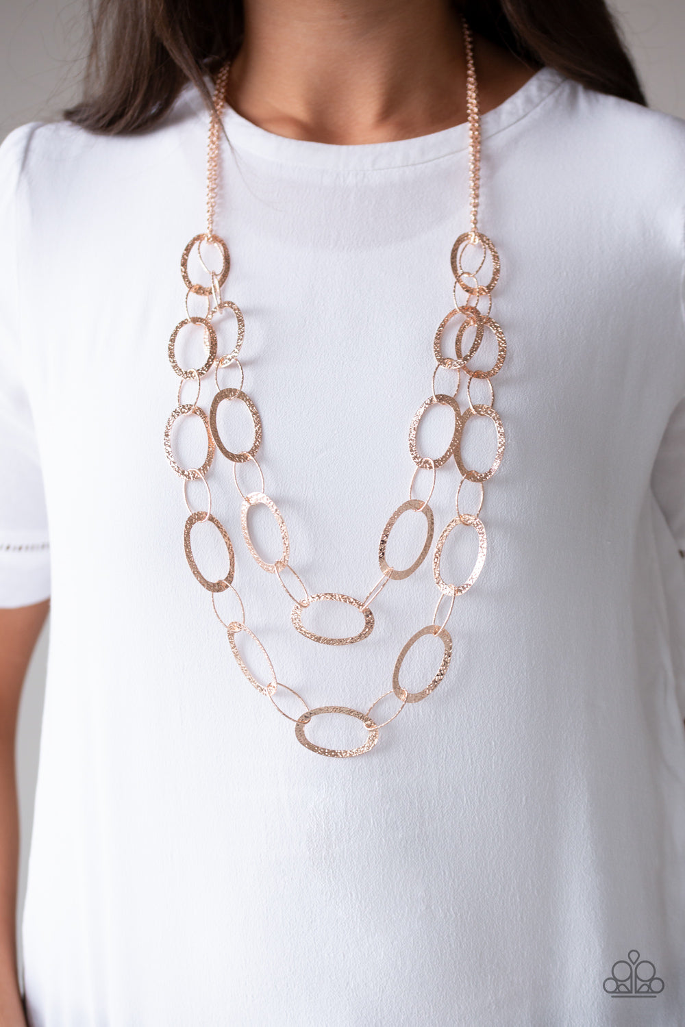 Paparazzi Glimmer Goals - Rose Gold - Necklace and Earrings - 2019 Summer Party Exclusive - $5 Jewelry With Ashley Swint