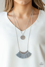 Load image into Gallery viewer, Paparazzi Tassel Temptation - Silver - Thread / Fringe / Tassel - Necklace &amp; Earrings - $5 Jewelry With Ashley Swint