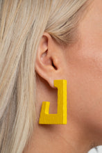 Load image into Gallery viewer, Paparazzi The Girl Next OUTDOOR - Yellow - Wooden Earrings - $5 Jewelry with Ashley Swint