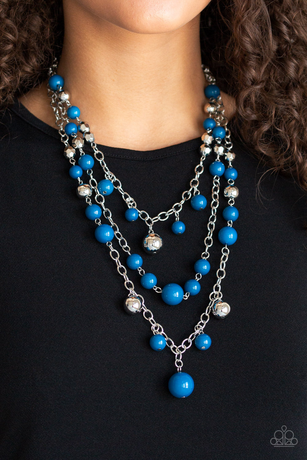 Paparazzi blue bead necklace clearance