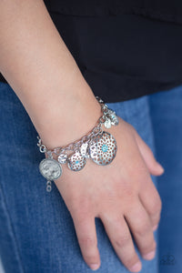 Paparazzi Trinket Tranquility - Blue - Rhinestones - Mandala Silver Charms - Thick Chain Bracelet - $5 Jewelry with Ashley Swint