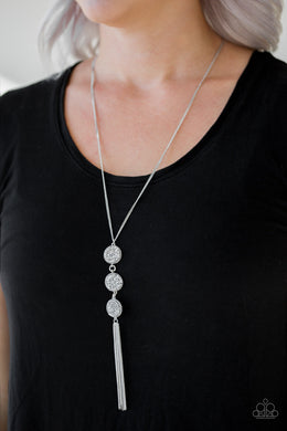 Paparazzi Triple Shimmer - White - Smoky Hematite Rhinestoens - Necklace & Earrings - $5 Jewelry with Ashley Swint