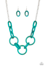 Load image into Gallery viewer, Paparazzi Turn Up The Heat - Blue Acrylic Links - Silver Chain Necklace &amp; Earrings - $5 Jewelry With Ashley Swint