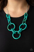 Load image into Gallery viewer, Paparazzi Turn Up The Heat - Blue Acrylic Links - Silver Chain Necklace &amp; Earrings - $5 Jewelry With Ashley Swint