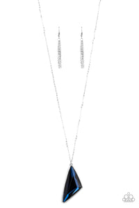Paparazzi Ultra Sharp - Blue Gem - Triangular - Silver Chain Necklace & Earrings - $5 Jewelry with Ashley Swint