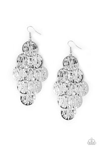 Paparazzi Uptown Edge - Silver - Embossed Rippling Silver Discs - Earrings - $5 Jewelry with Ashley Swint