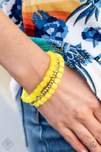 Load image into Gallery viewer, PRE-ORDER - Paparazzi Vacay Vagabond - Yellow Bracelet - Trend Blend Fashion Fix Exclusive - July 2021 - $5 Jewelry with Ashley Swint