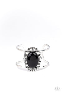 Paparazzi Vibrantly Vibrant - Black Bead - Silver Filigree - Cuff Bracelet - $5 Jewelry with Ashley Swint