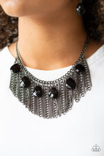 Load image into Gallery viewer, Paparazzi Vixen Conviction - Black Gunmetal Teardrops - Fringe Statement Necklace &amp; Earrings - $5 Jewelry with Ashley Swint