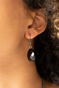 Paparazzi Vixen Conviction - Black Gunmetal Teardrops - Fringe Statement Necklace & Earrings - $5 Jewelry with Ashley Swint