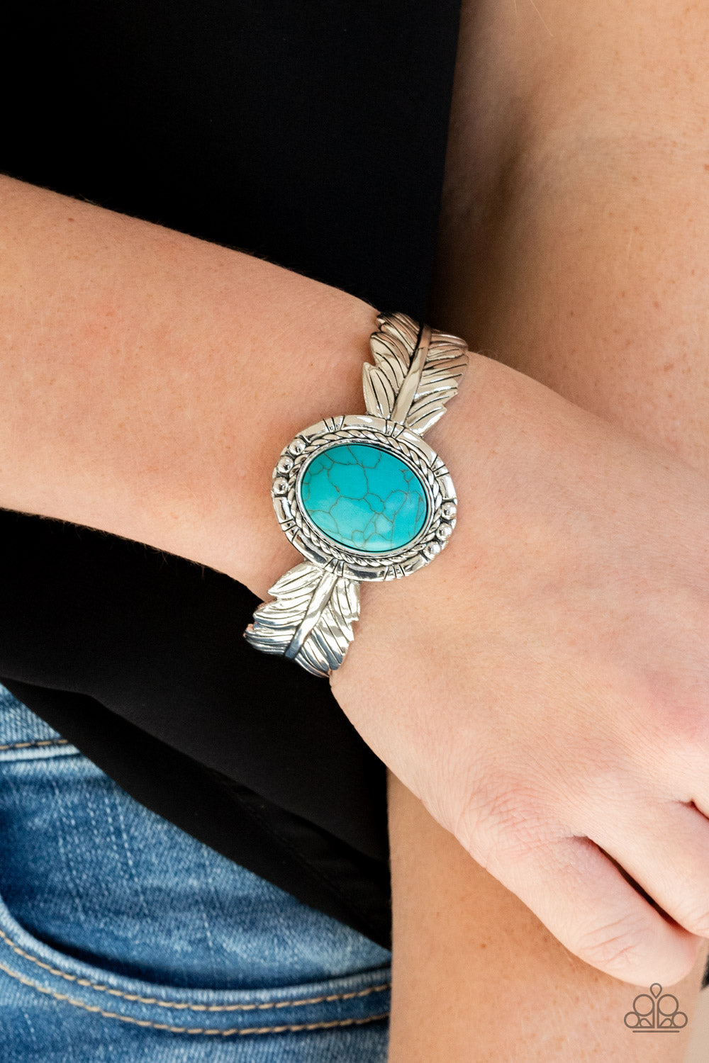 PRE-ORDER - Paparazzi Western Wings - Blue Turquoise Stone - Bracelet - $5 Jewelry with Ashley Swint