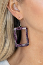 Load image into Gallery viewer, PRE-ORDER - Paparazzi World FRAME-ous - Purple Rhinestones - Earrings - $5 Jewelry with Ashley Swint