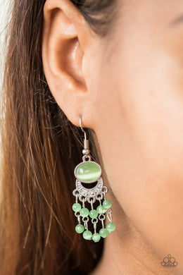 Paparazzi A Spring State Of Mind - Green Moonstone - White Rhinestones - Earrings - $5 Jewelry With Ashley Swint