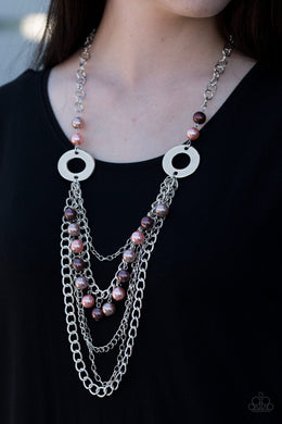 Paparazzi BELLES and Whistles - Multi - Pearly Brown, Pink and Tan Beads - Necklace & Earrings - $5 Jewelry With Ashley Swint