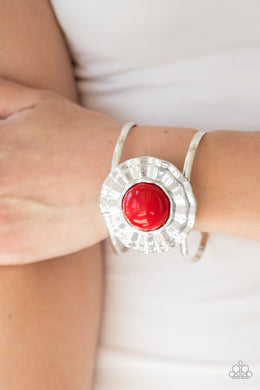 Paparazzi Call Me Colorful - Red Bead - Silver Cuff Bracelet - $5 Jewelry With Ashley Swint