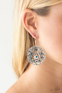 Paparazzi Choose To Sparkle - Blue Rhinestones - Silver Filigree Earrings - $5 Jewelry With Ashley Swint
