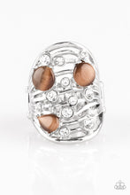 Load image into Gallery viewer, Paparazzi Clear The SWAY! - Brown Moonstone - White Rhinestones - Silver Ring - $5 Jewelry With Ashley Swint