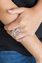 Load image into Gallery viewer, Paparazzi Clear The SWAY! - Pink Moonstone - White Rhinestones - Silver Ring - $5 Jewelry With Ashley Swint