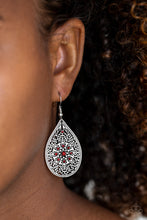 Load image into Gallery viewer, Paparazzi Dinner Party Posh - Red Rhinestones - Silver Earrings - $5 Jewelry With Ashley Swint