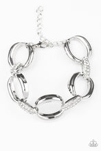 Load image into Gallery viewer, Paparazzi Dont Forget Whos Boss! - White Rhinestones - Bold Silver Links - Bracelet - $5 Jewelry With Ashley Swint