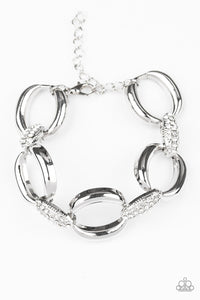 Paparazzi Dont Forget Whos Boss! - White Rhinestones - Bold Silver Links - Bracelet - $5 Jewelry With Ashley Swint