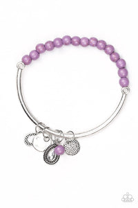 Paparazzi Ever Everest - Purple Stone - Silver Charms Stretchy Bracelet - $5 Jewelry With Ashley Swint