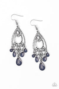 Paparazzi Fashion Flirt - Blue - White Rhinestones - Silver Heart Earrings - $5 Jewelry With Ashley Swint